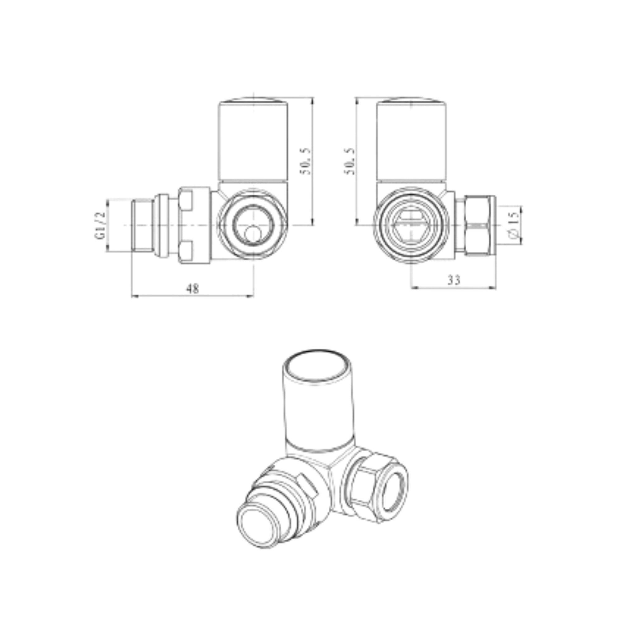 Como Round Brushed Bronze Radiator Valve - Pair