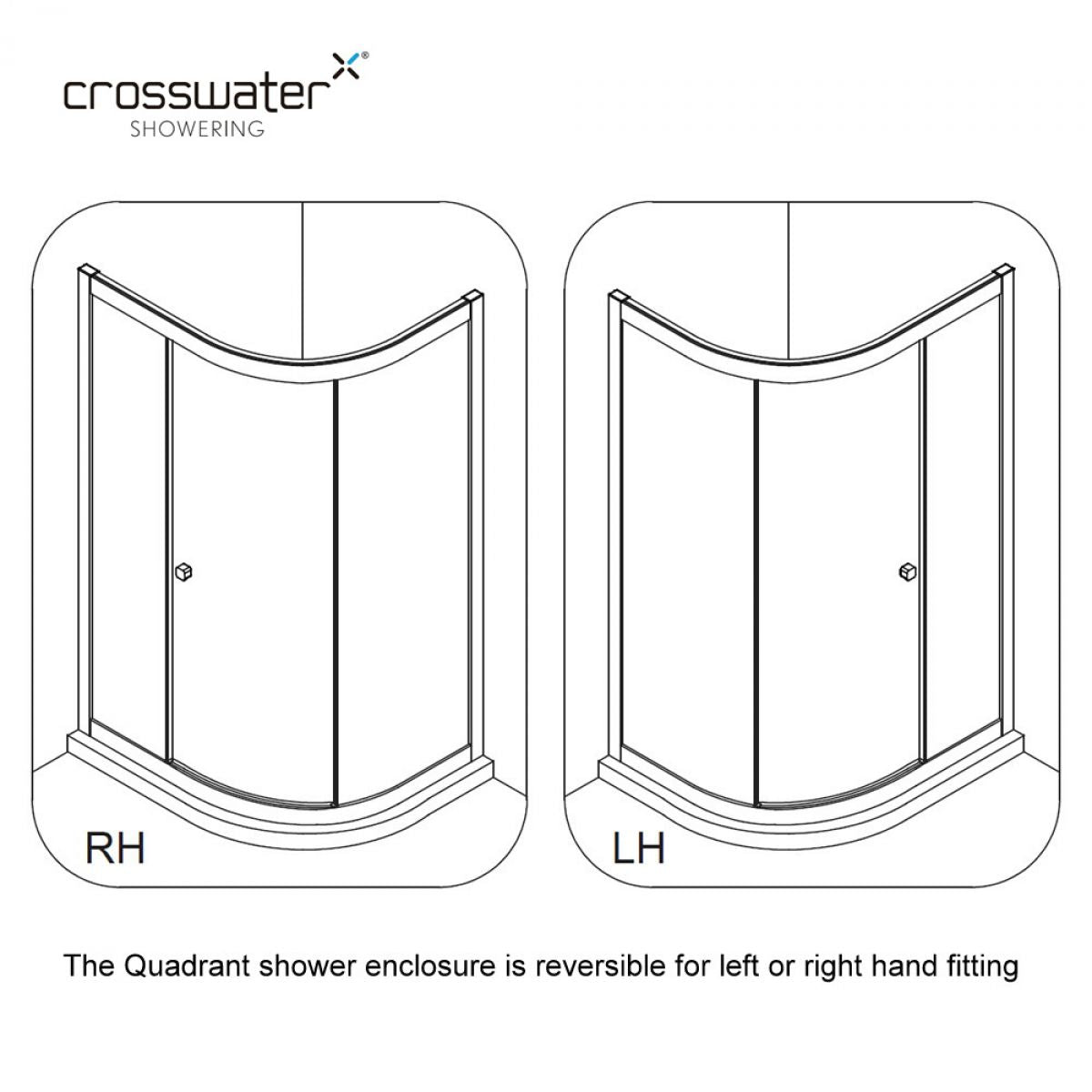Crosswater Clear 6 Offset Quadrant Shower Door Matt Black