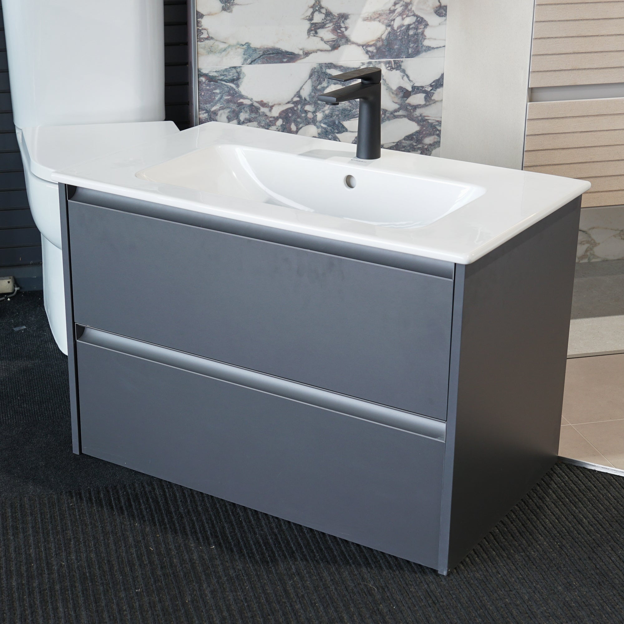 Ex-Display Duravit Sivida 810 Wall Mounted Unit with Ceramic Basin & Tulum Black Tap & Waste