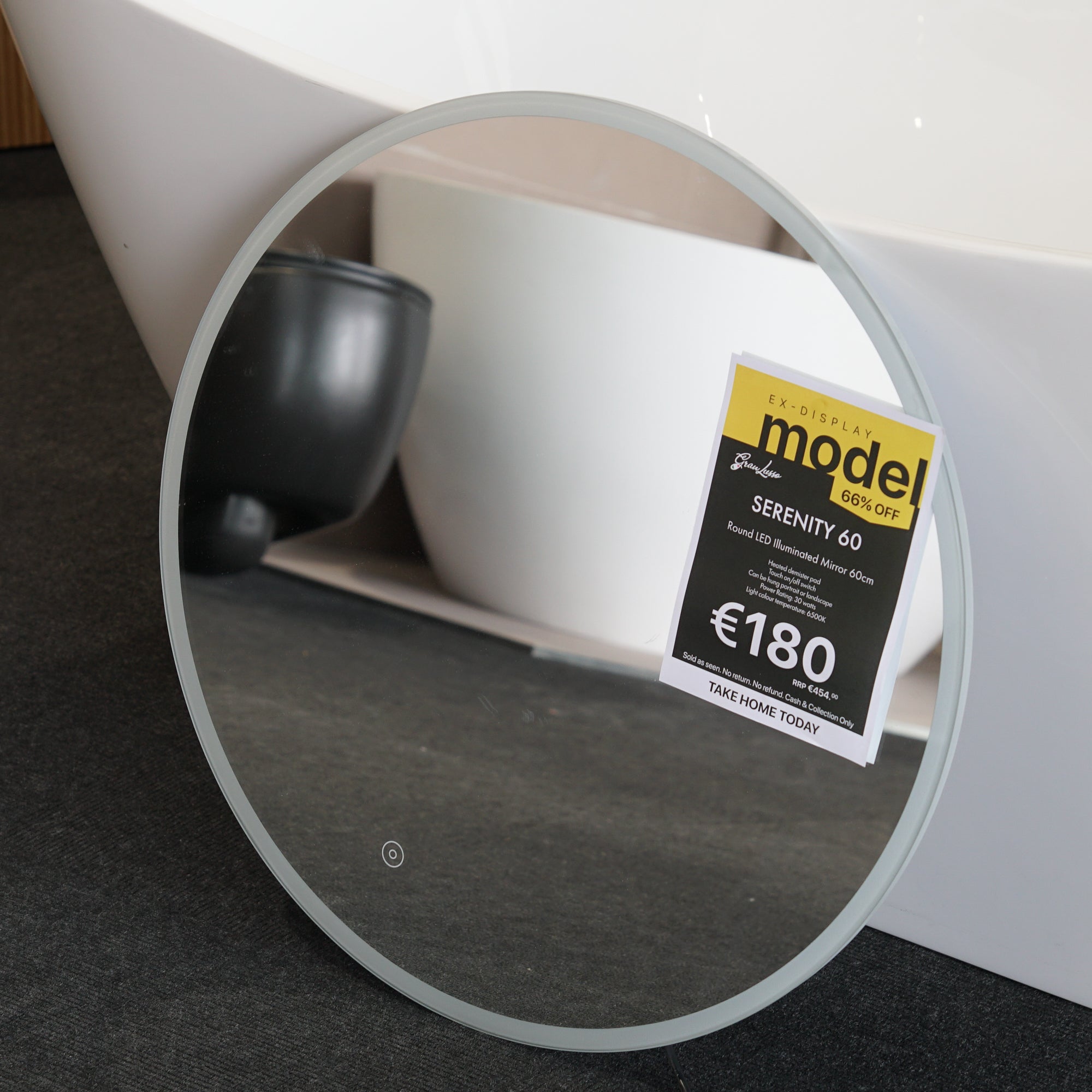 Ex-Display Granlusso Serenity 60 Round LED Illuminated Fog Free Mirror