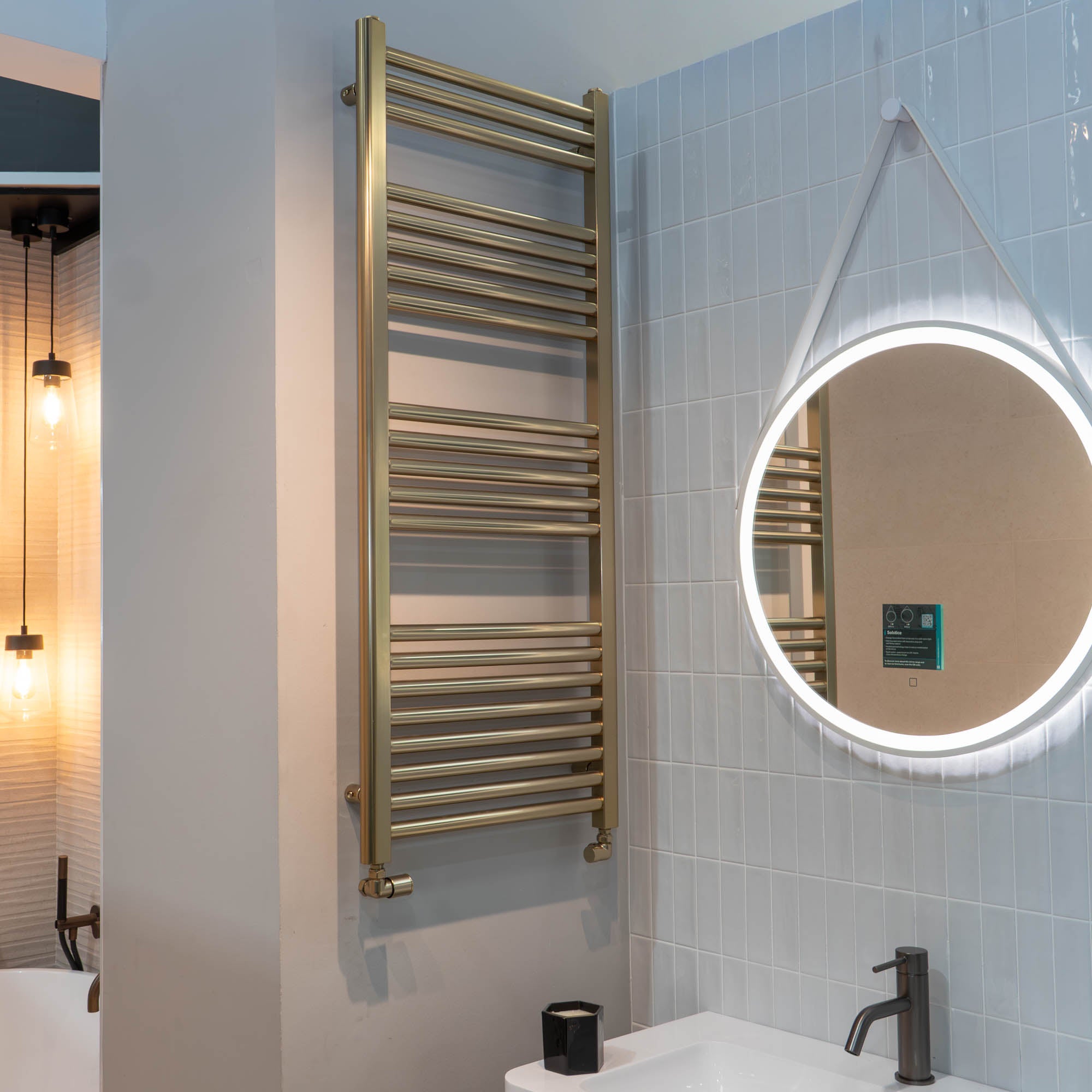 Deluxe Enzo Heated Towel Rail - Brushed Brass