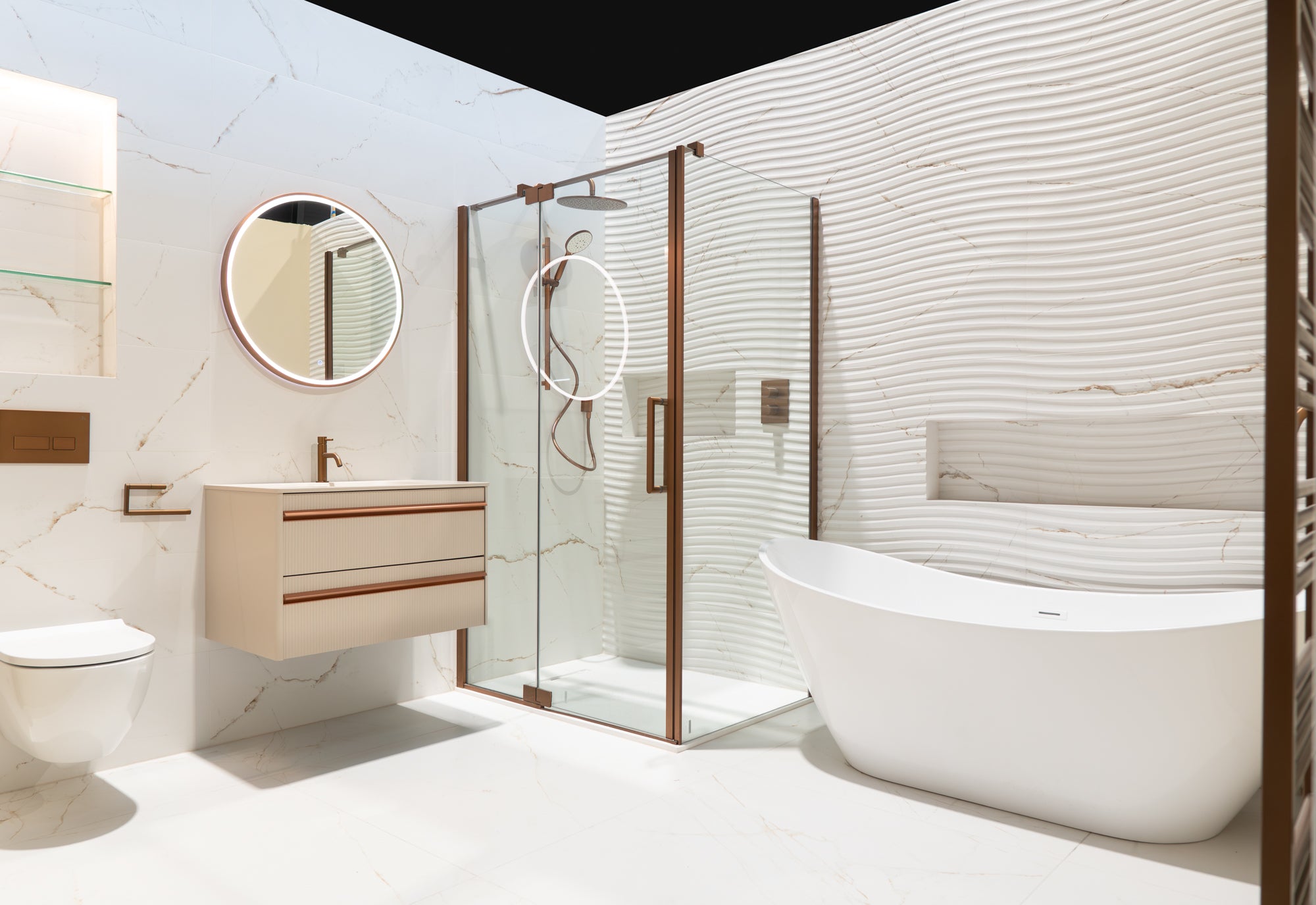 Dual White 4D Marble Effect Wall Tile 33x100cm Matt