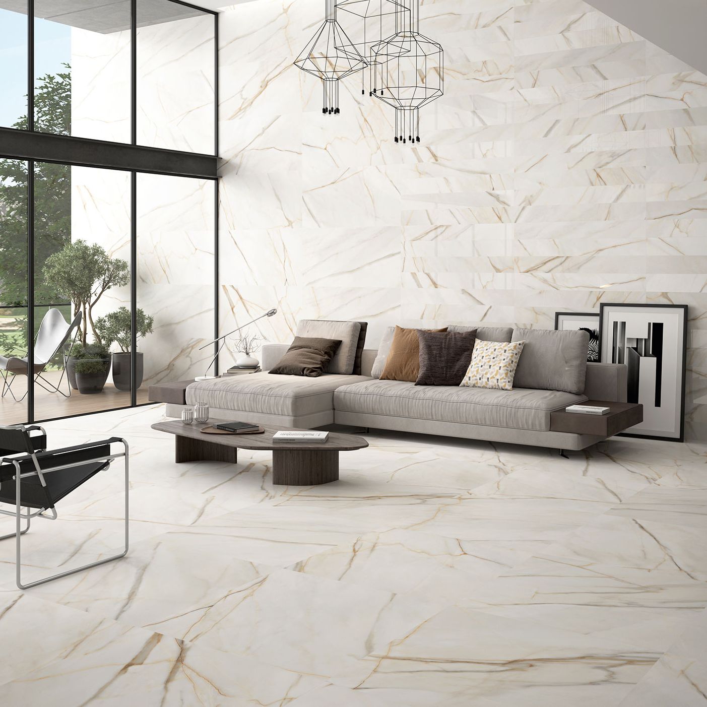 Dura Viena Gold Marble Effect Porcelain Tile 90x90cm Matt