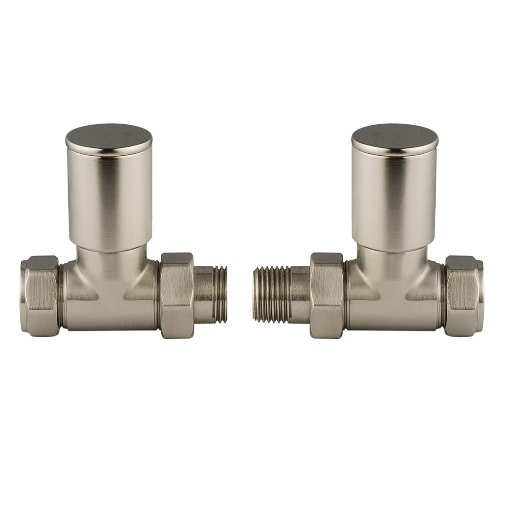Ebro Round Silver Nickel Radiator Valves - Pair