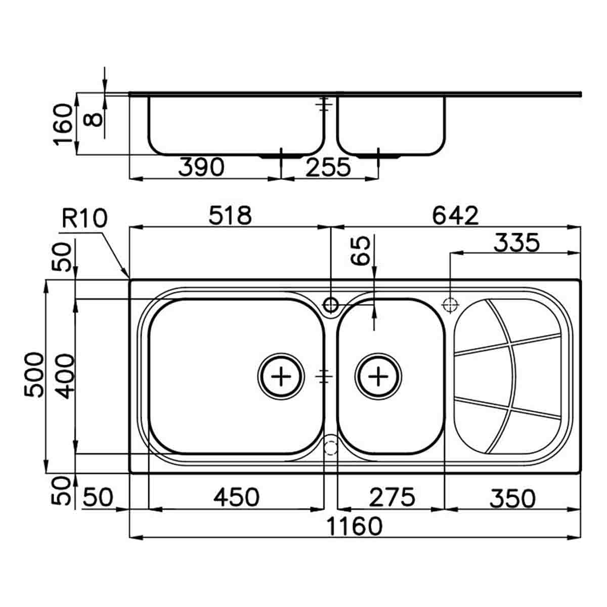 Foster Big Bowl Kitchen Sink with Drainer Bowl Dimensions