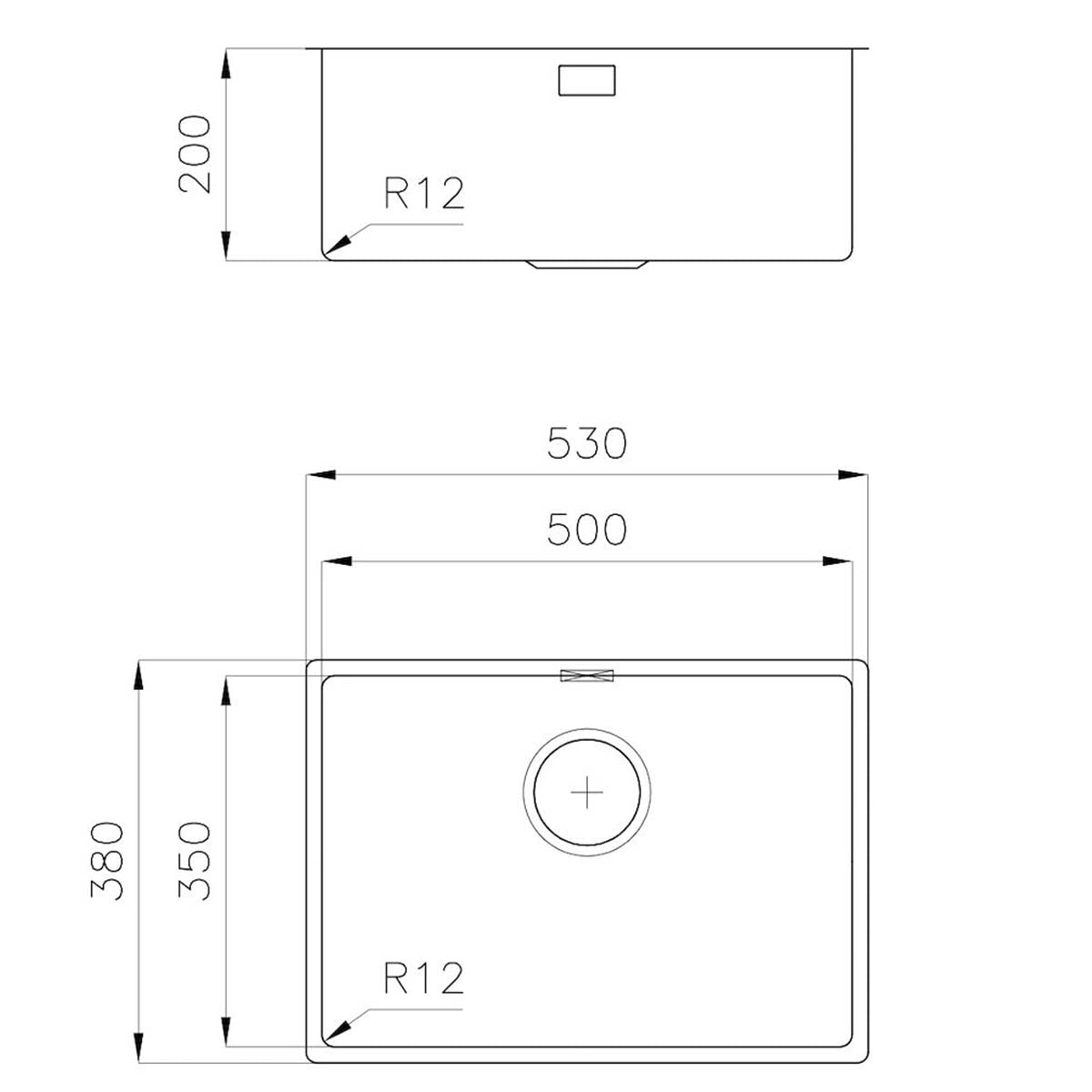 Foster Serie 35 Kitchen Sink 500mm Dimensions