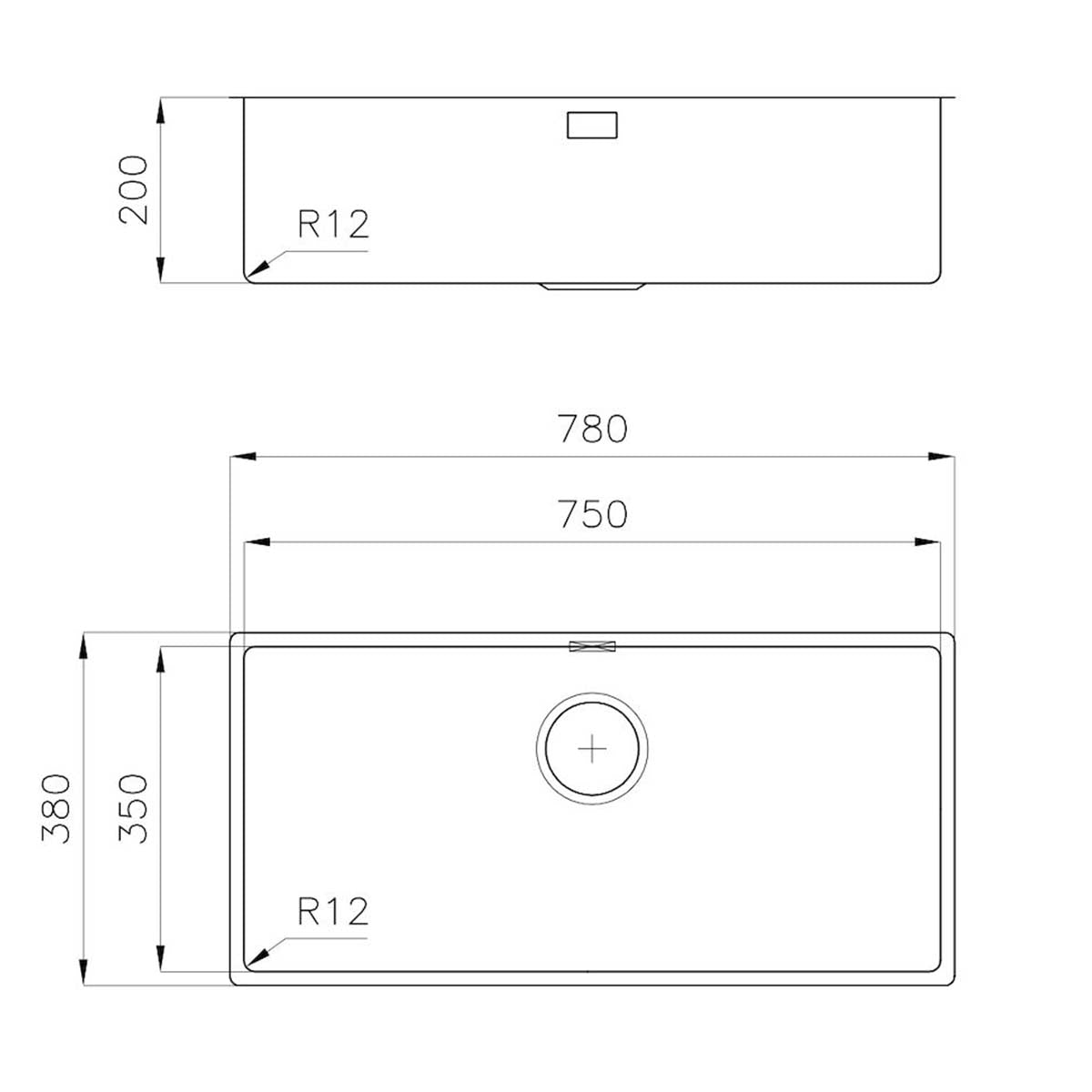 Foster Serie 35 Kitchen Sink 750mm Dimensions