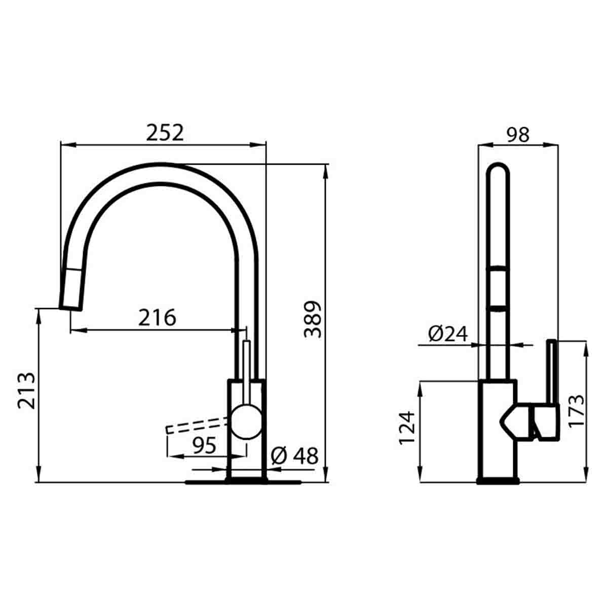 Foster camillo single lever kitchen tap dimensions