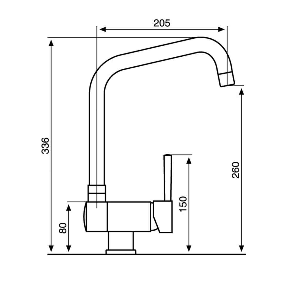 Foster drop single lever kitchen tap dimensions