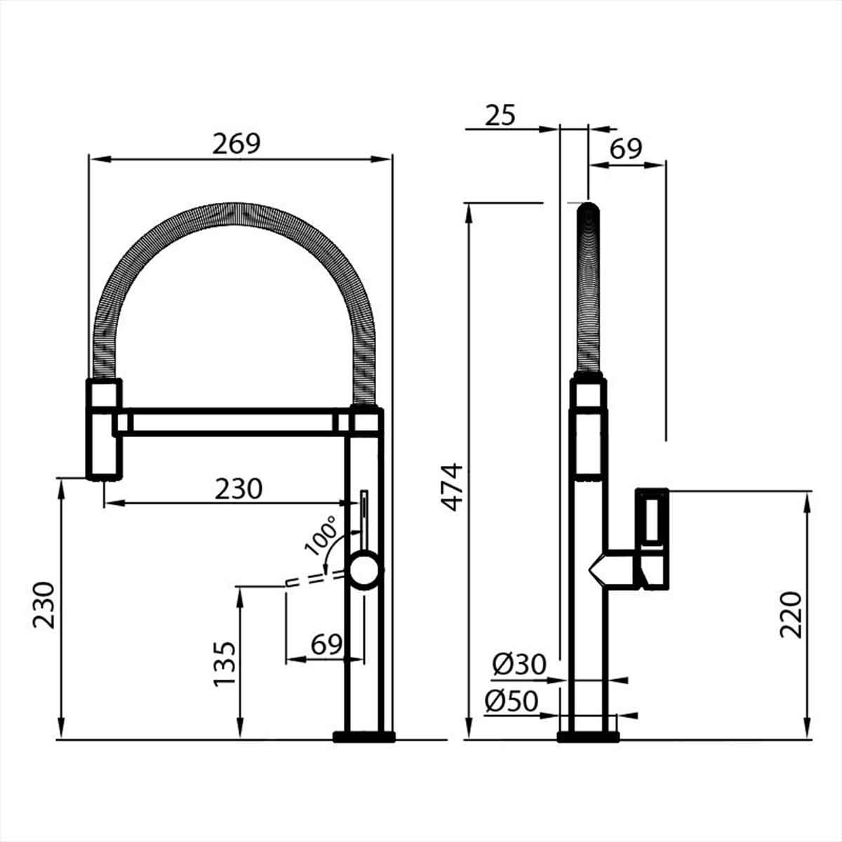 Foster play single lever kitchen tap dimensions