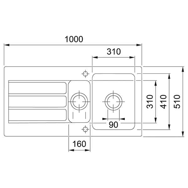 Franke Arcana AHK 651 1.5 bowl top mounted kitchen sink with drainboard ceramic 1000x510mm gloss white