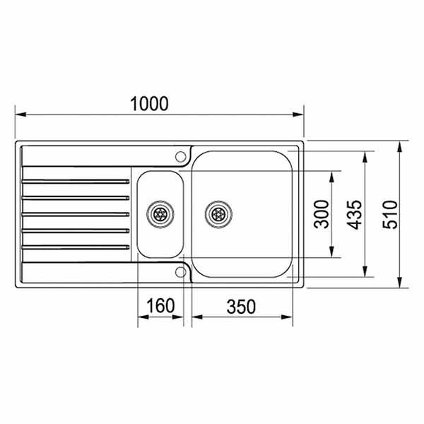 Franke Argos 1.5 bowl top mounted kitchen sink drainboard matt stainless steel 1000x510mm dimensions