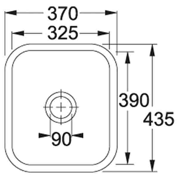 Franke Villeroy Boch VBK 110 21 Single Bowl-Ceramic Undermount Kitchen Sink 370x440mm Dimensions