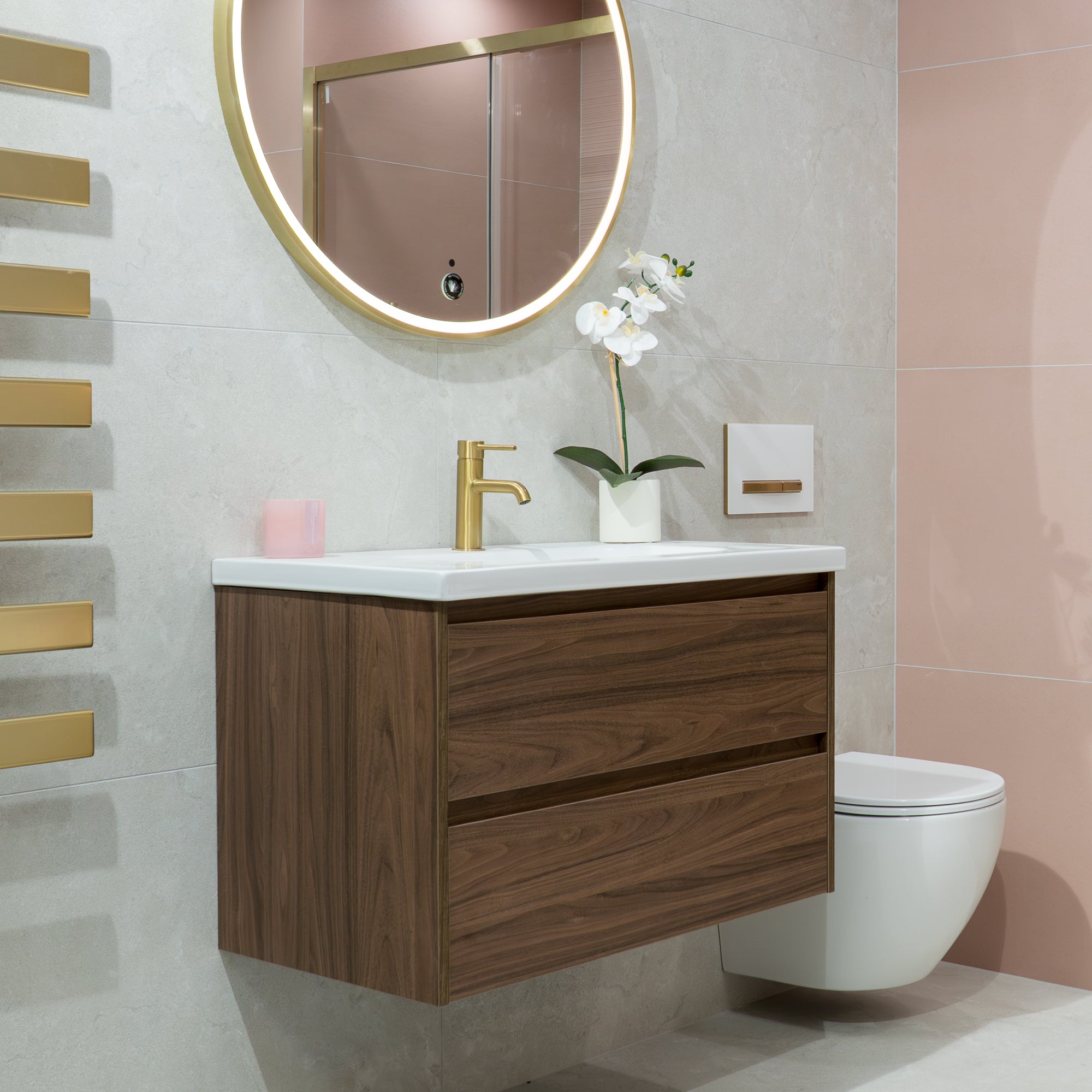 Granlusso Bologna Wall-Mounted Vanity Unit With Basin - Walnut