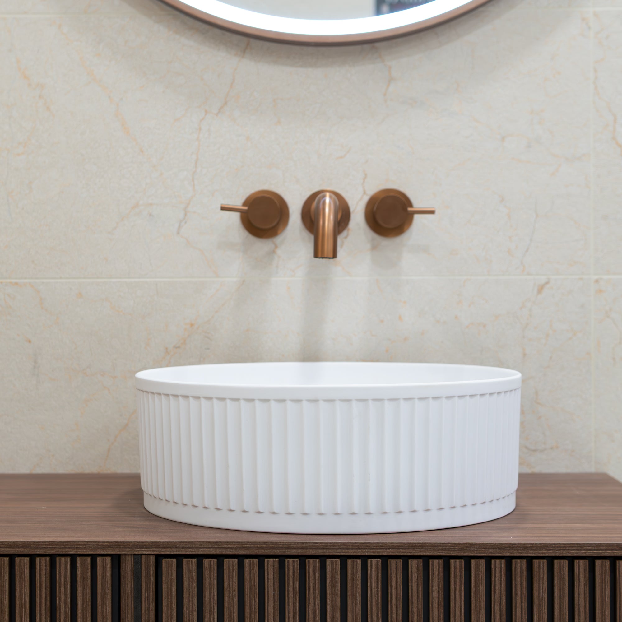 Granlusso™ Enzo Fluted Solid Surface Countertop Basin Round
