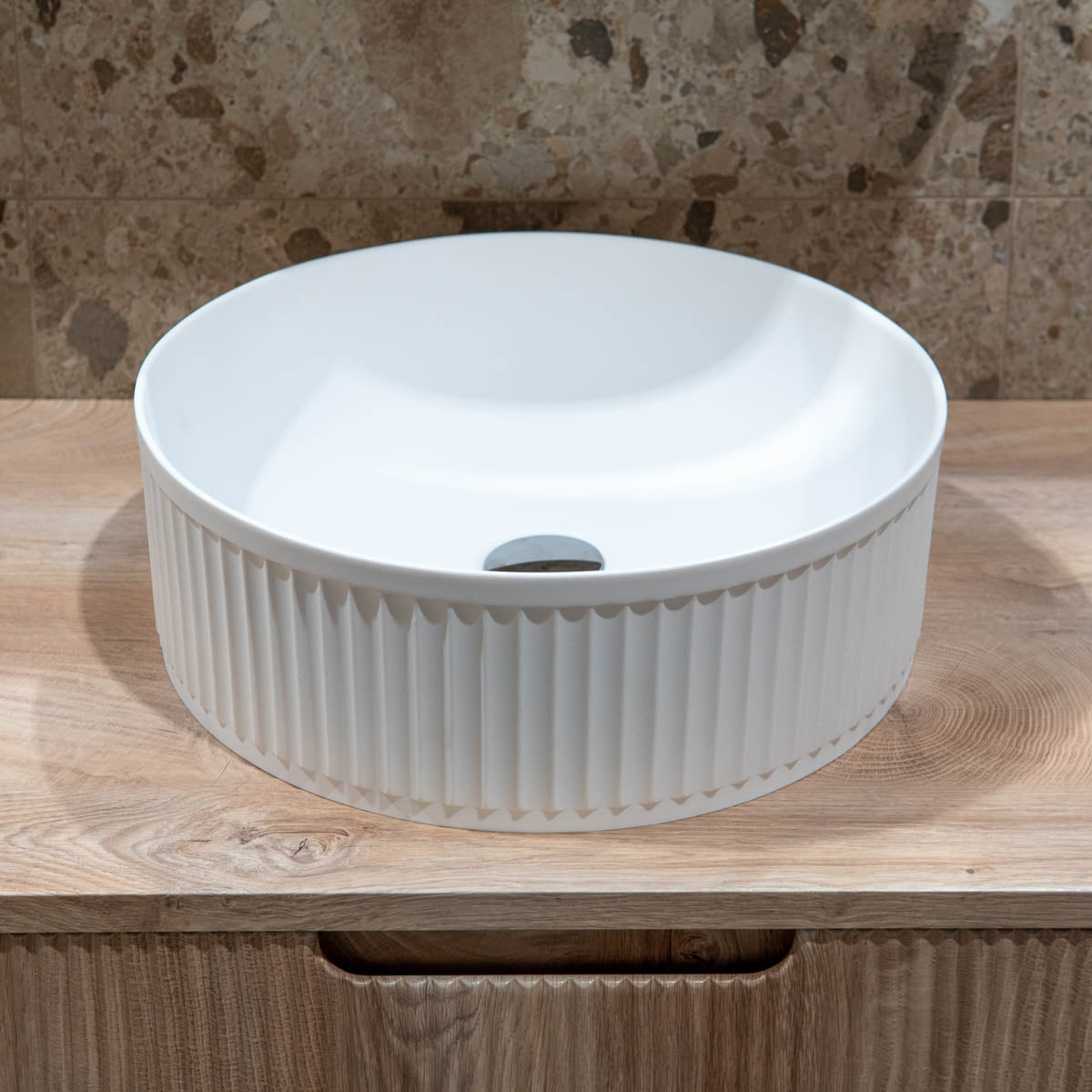Granlusso Fluted Solid Surface Countertop Basin Round