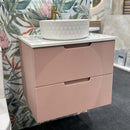 Granlusso Opus Pink Fluted Wall Mounted Vanity Unit With Marble Effect Worktop