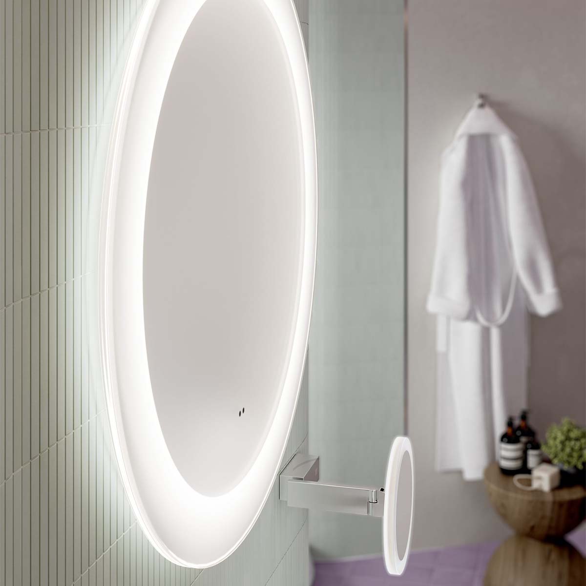 HIB Cassini Round Deep Border LED Frame Mirror 80x80cm