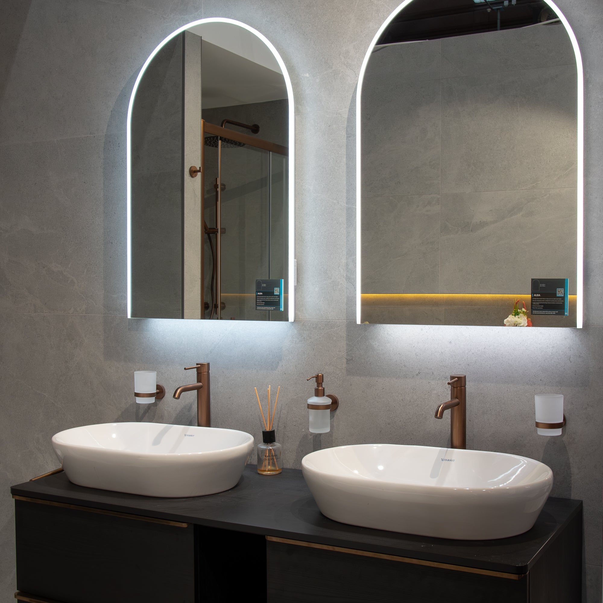 HiB Alba Arch LED Bathroom Mirror -H 90 x W 60cm