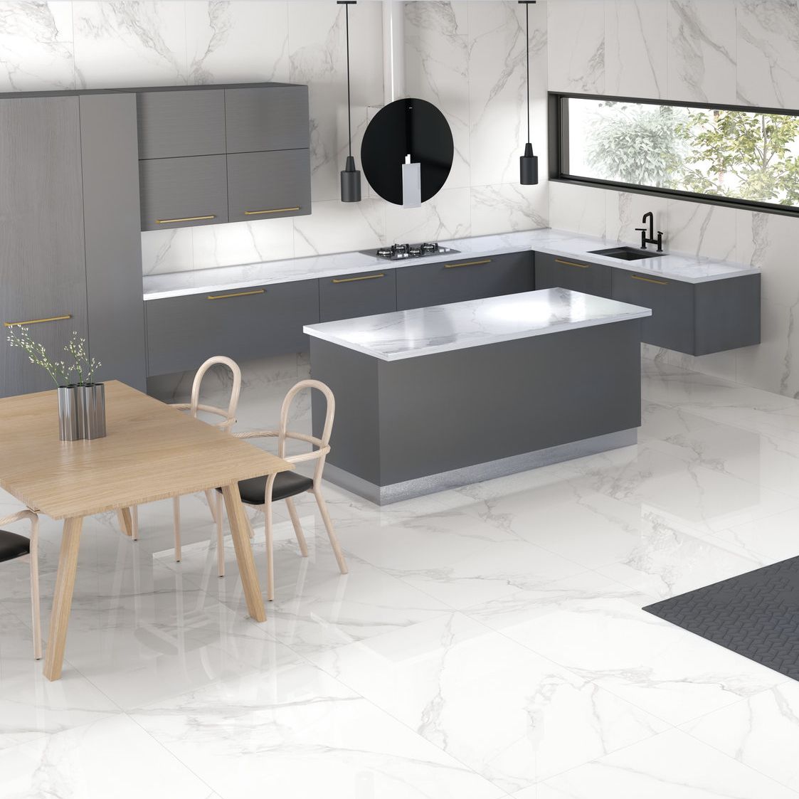 Marmi Bianco Supremo Marble Effect Porcelain Tile 60x120cm Gloss