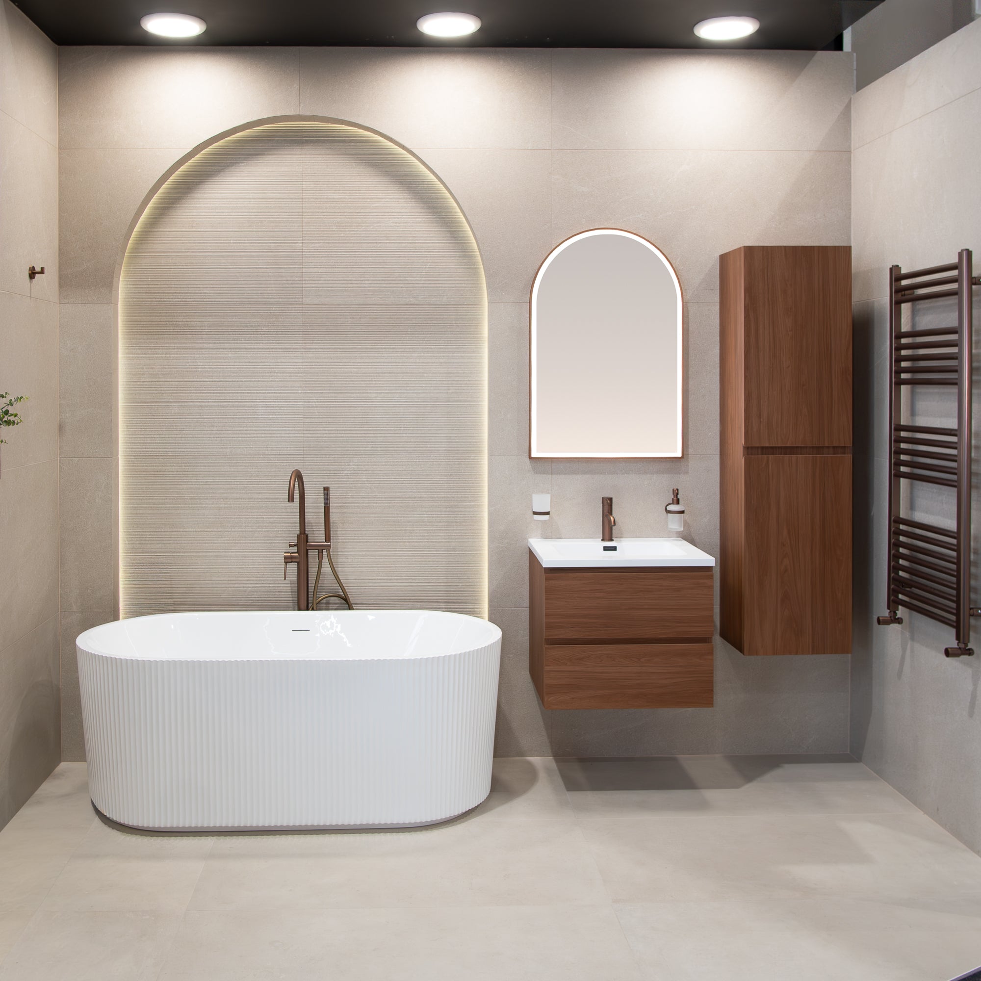 Natural Ivory Stone Effect Porcelain Tile 60x120cm Matt at deluxe bathrooms
