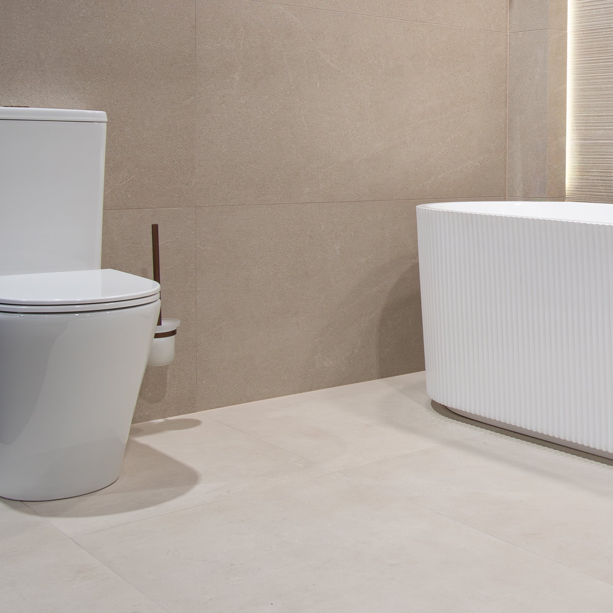 Natural Ivory Stone Effect Porcelain Tile 60x120cm Matt at deluxe bathrooms