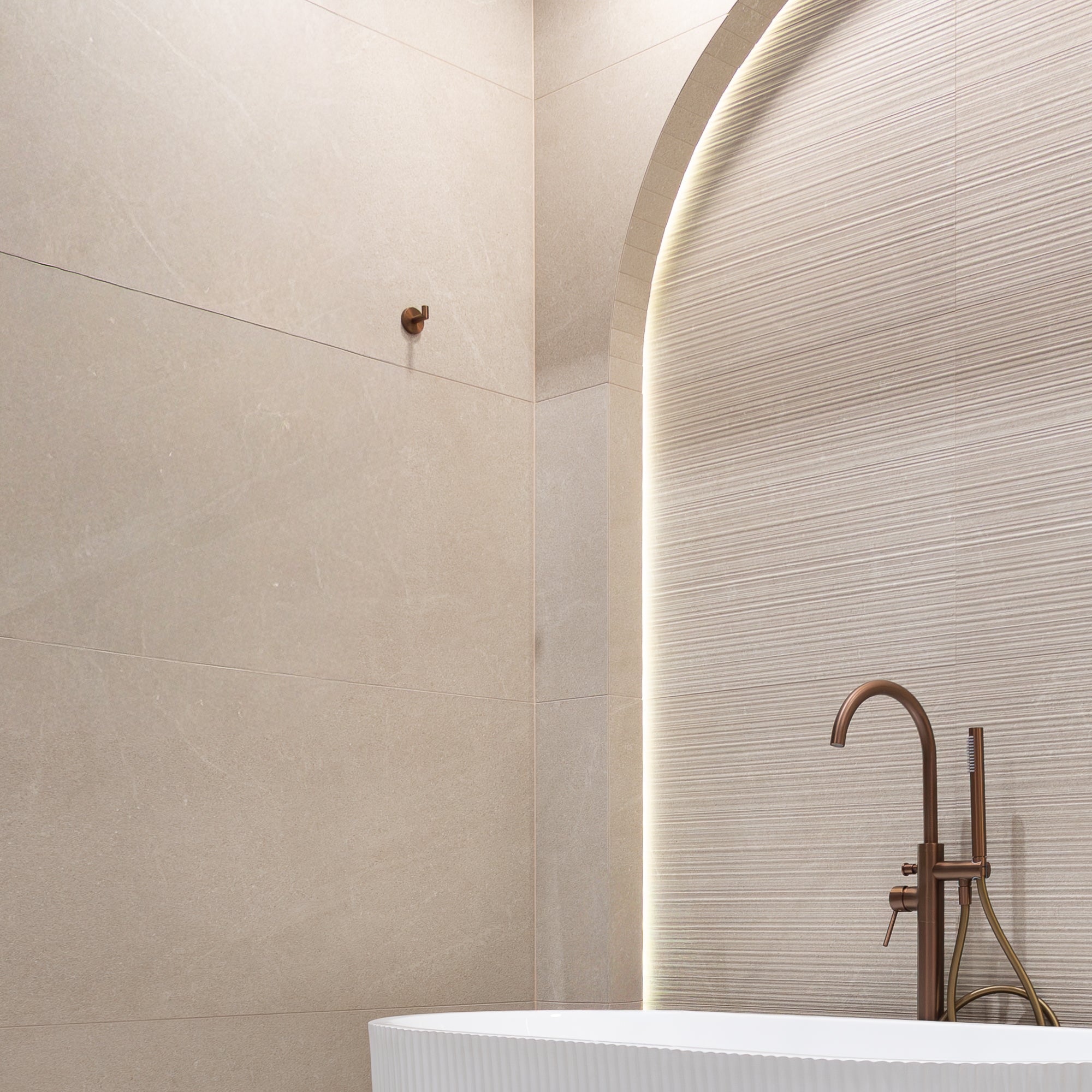 Natural Ivory Stone Effect Porcelain Tile 60x120cm Matt at deluxe bathrooms