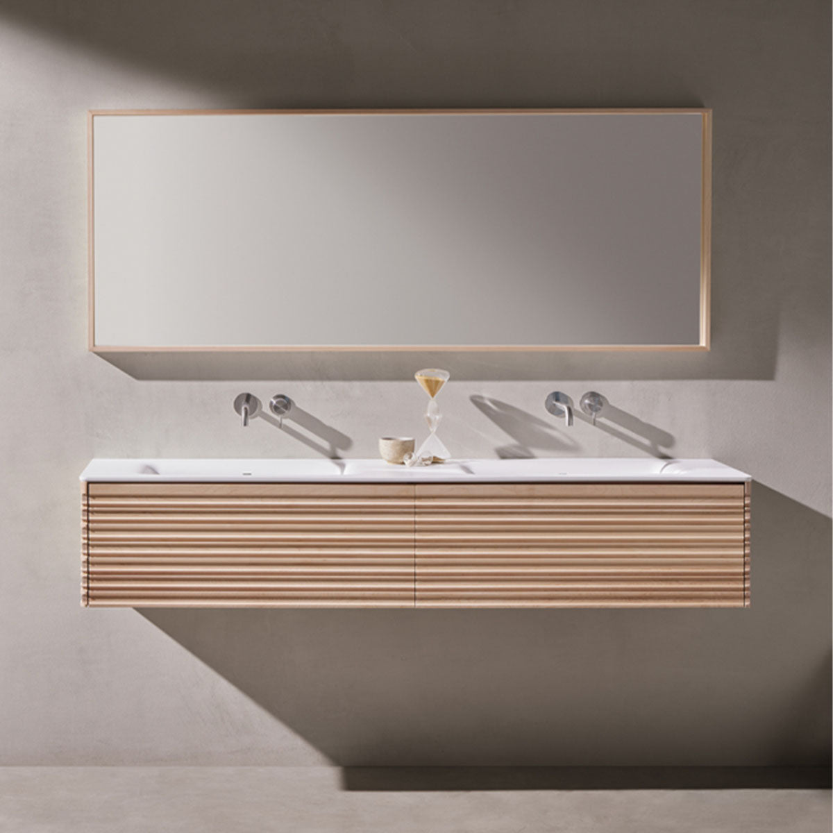 Oslo Maple 1000 Single Drawer Wall Hung Vanity Unit With Solid Surface Worktop