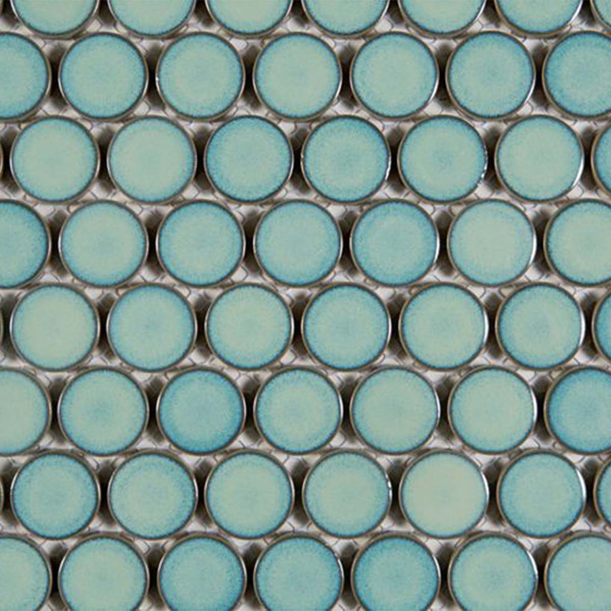 Penny Aquamarina Round Wall Mosaic Tile 31x33cm Gloss