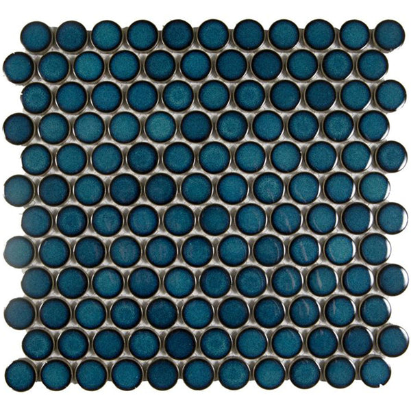 Penny Verde Round Wall Mosaic Tile 31x33cm Gloss