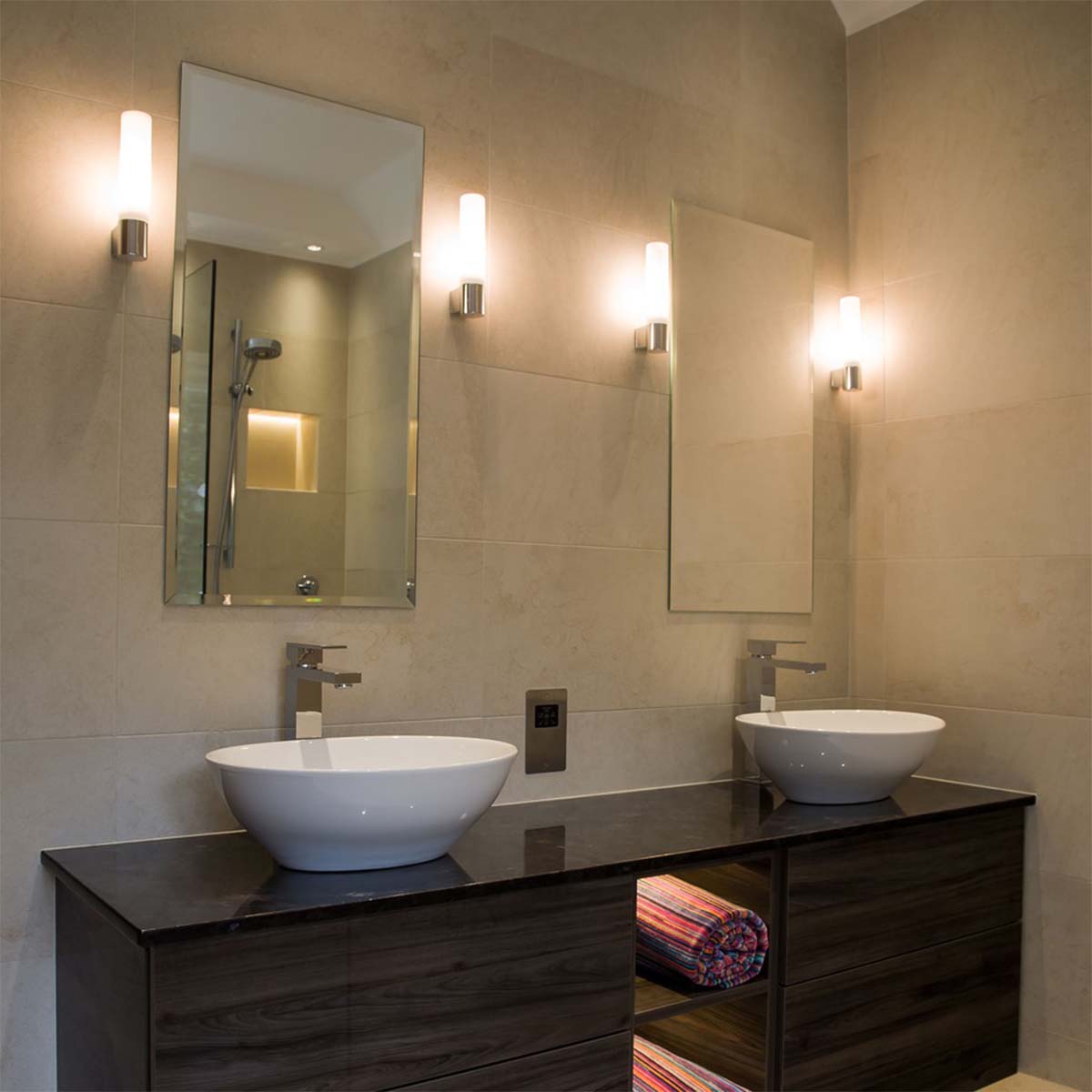 Siena Bathroom Light with Glass Tube Shade Polished Chrome