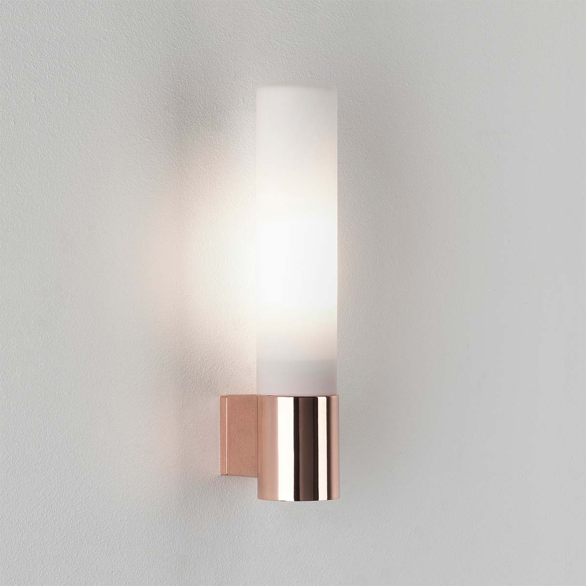 Siena Bathroom Light with Glass Tube Shade Polished Copper