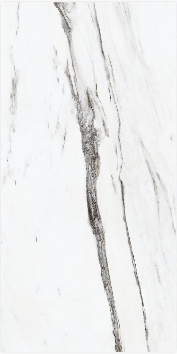 Statuario Plus White Marble Effect Tile Polished 75x151cm