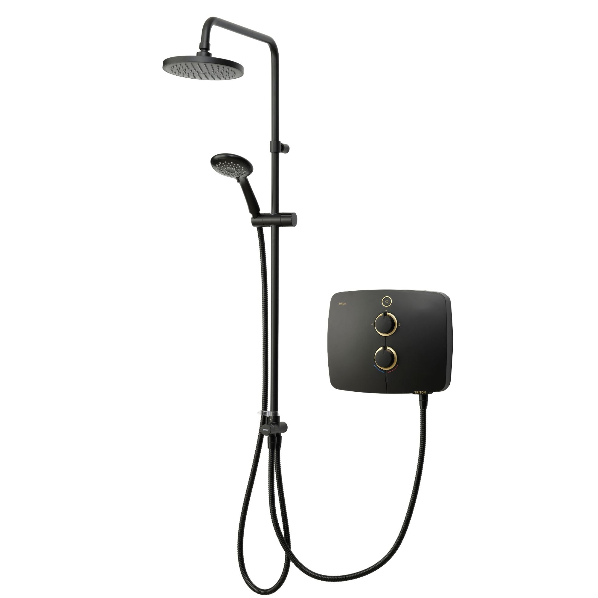 Triton T90ER Black 9kW Dual Pumped Electric Shower with Rainfall Overhead and Handset