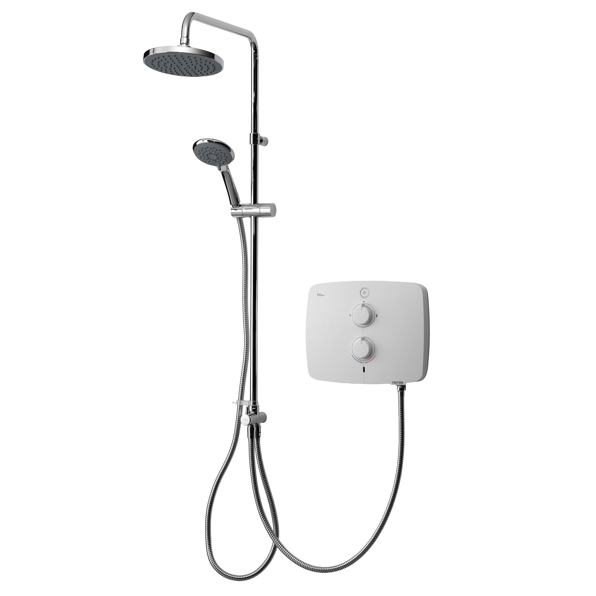 Triton T90ER White 9kW Dual Pumped Electric Shower with Rainfall Overhead and Handset Matt White
