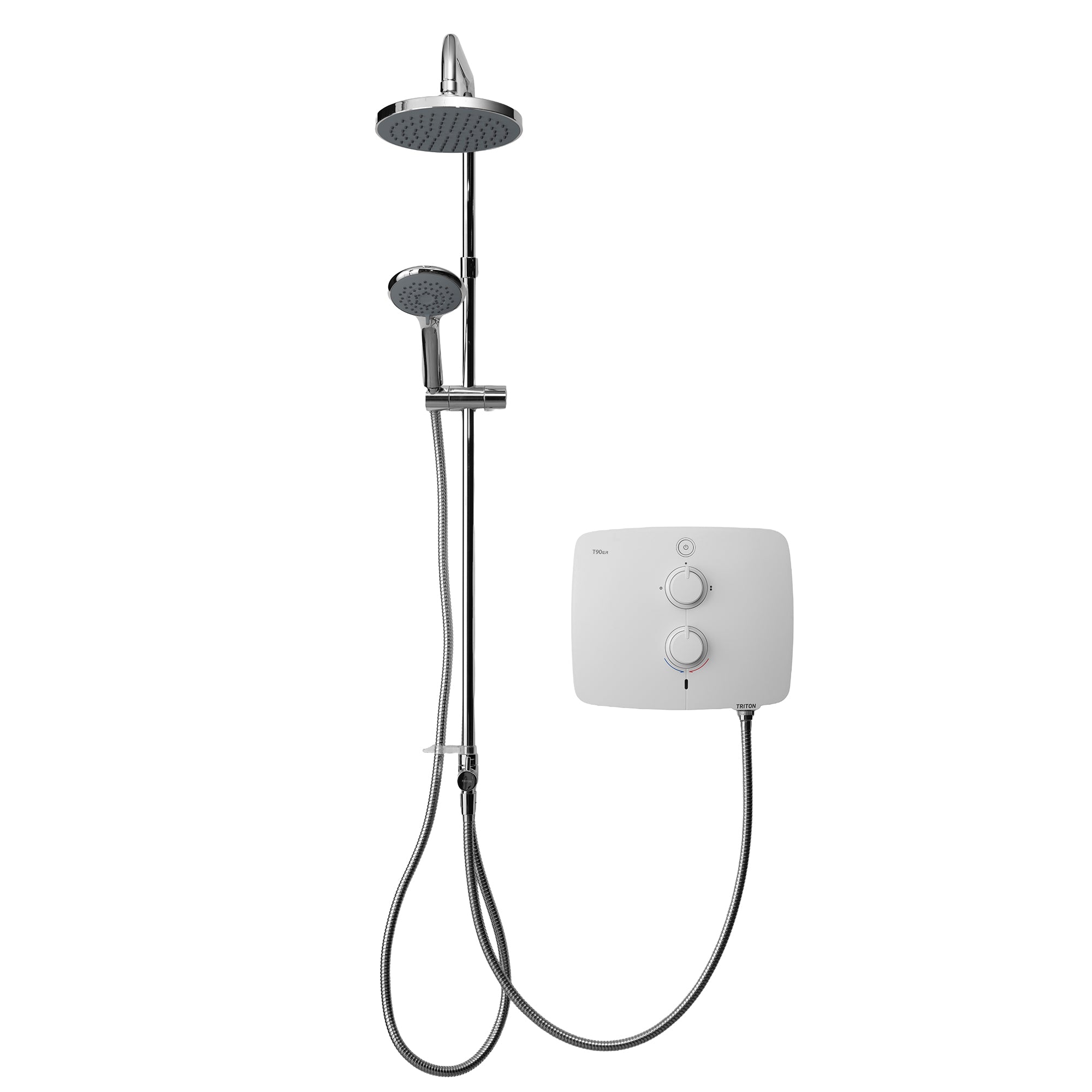 Triton T90ER White 9kW Dual Pumped Electric Shower with Rainfall Overhead and Handset Matt White