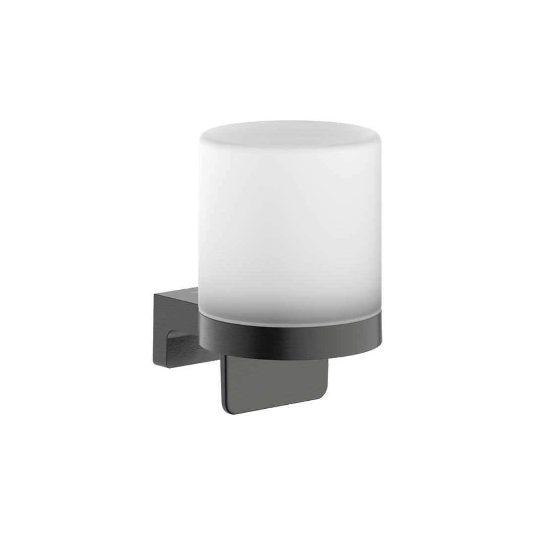 Hansgrohe AddStoris S Liquid Soap Dispenser in Brushed Black Chrome finish. Supplied by Deluxe Bathrooms.