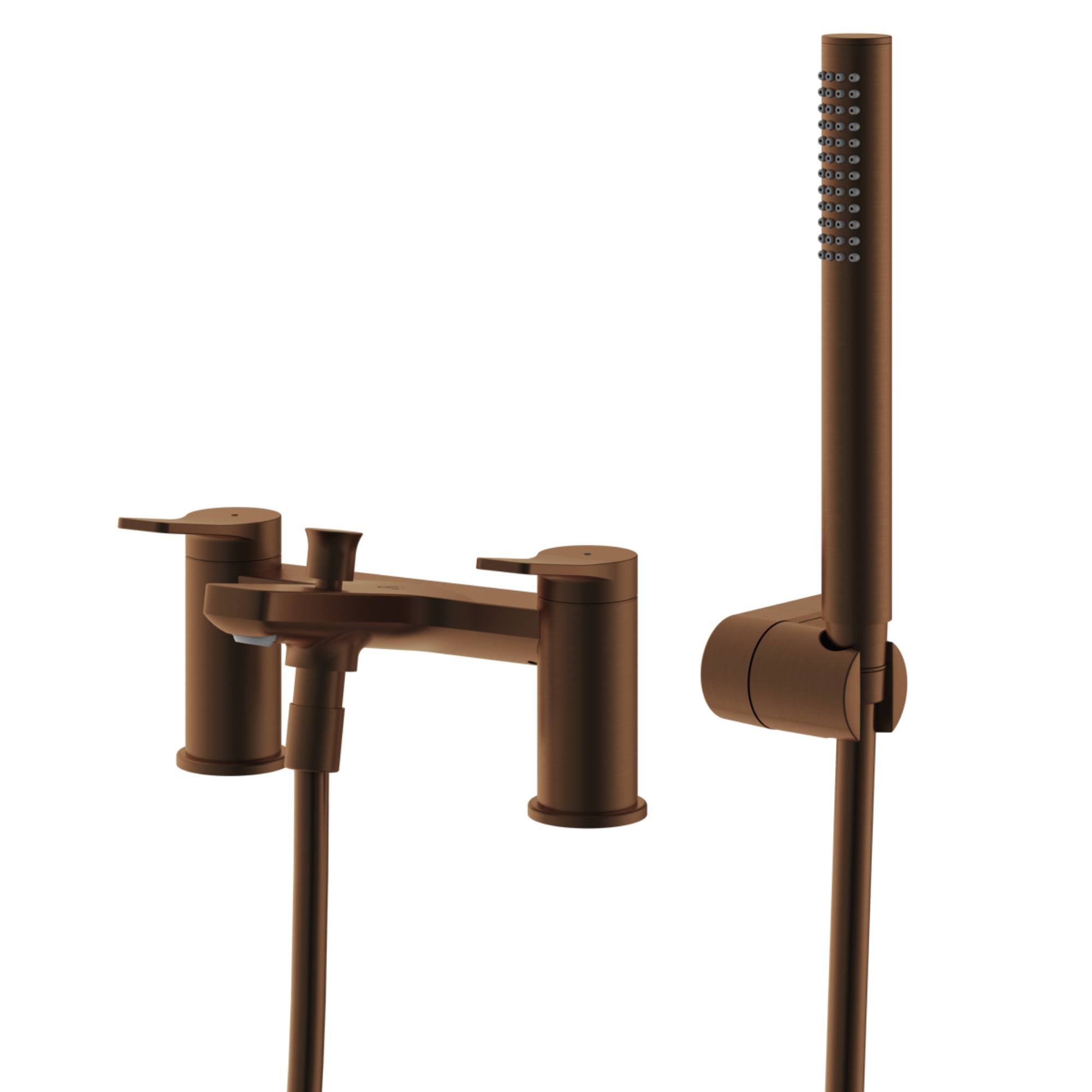 Agora Deck Mounted Bath Shower Mixer with Handset in Brushed Bronze, Deluxe bathrooms, Ireland