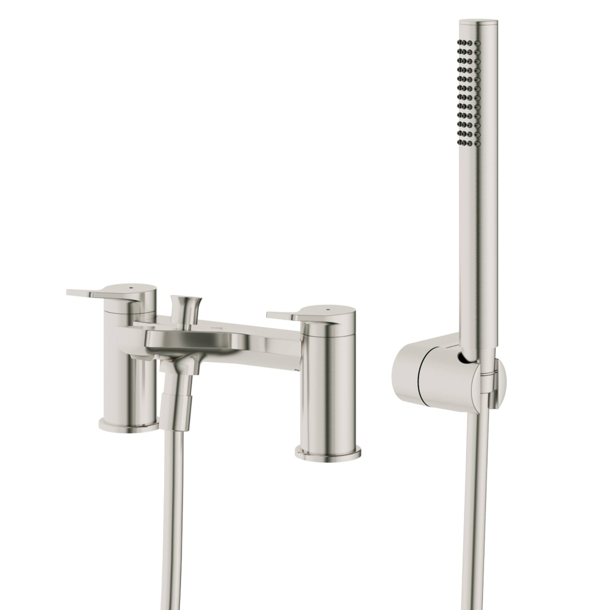 Agora Deck Mounted Bath Shower Mixer with Handset in Brushed Nickel For Deluxe Bathrooms, Ireland