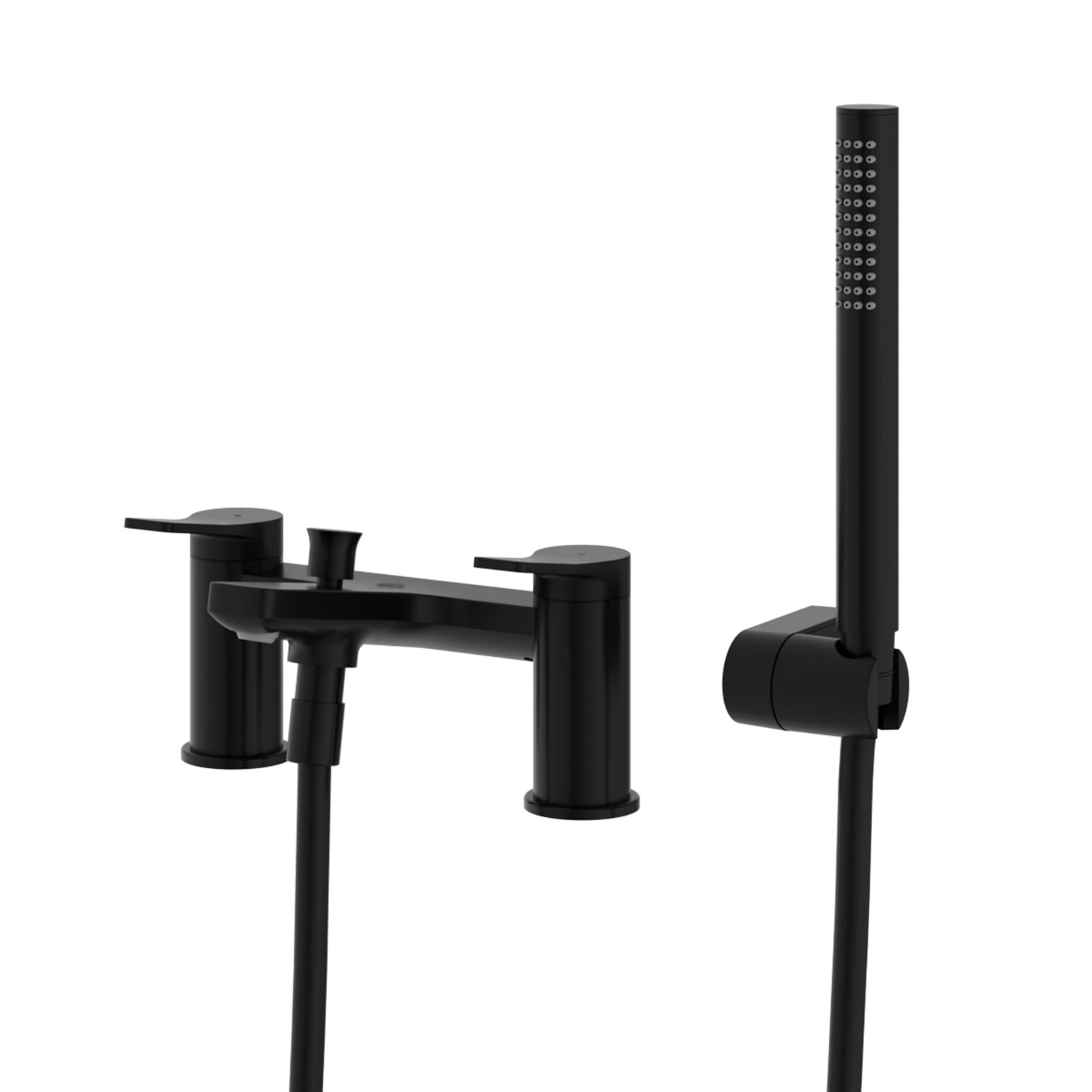 Agora Deck Mounted Bath Shower Mixer with Handset in Matt Black Deluxe Bathroom, Ireland