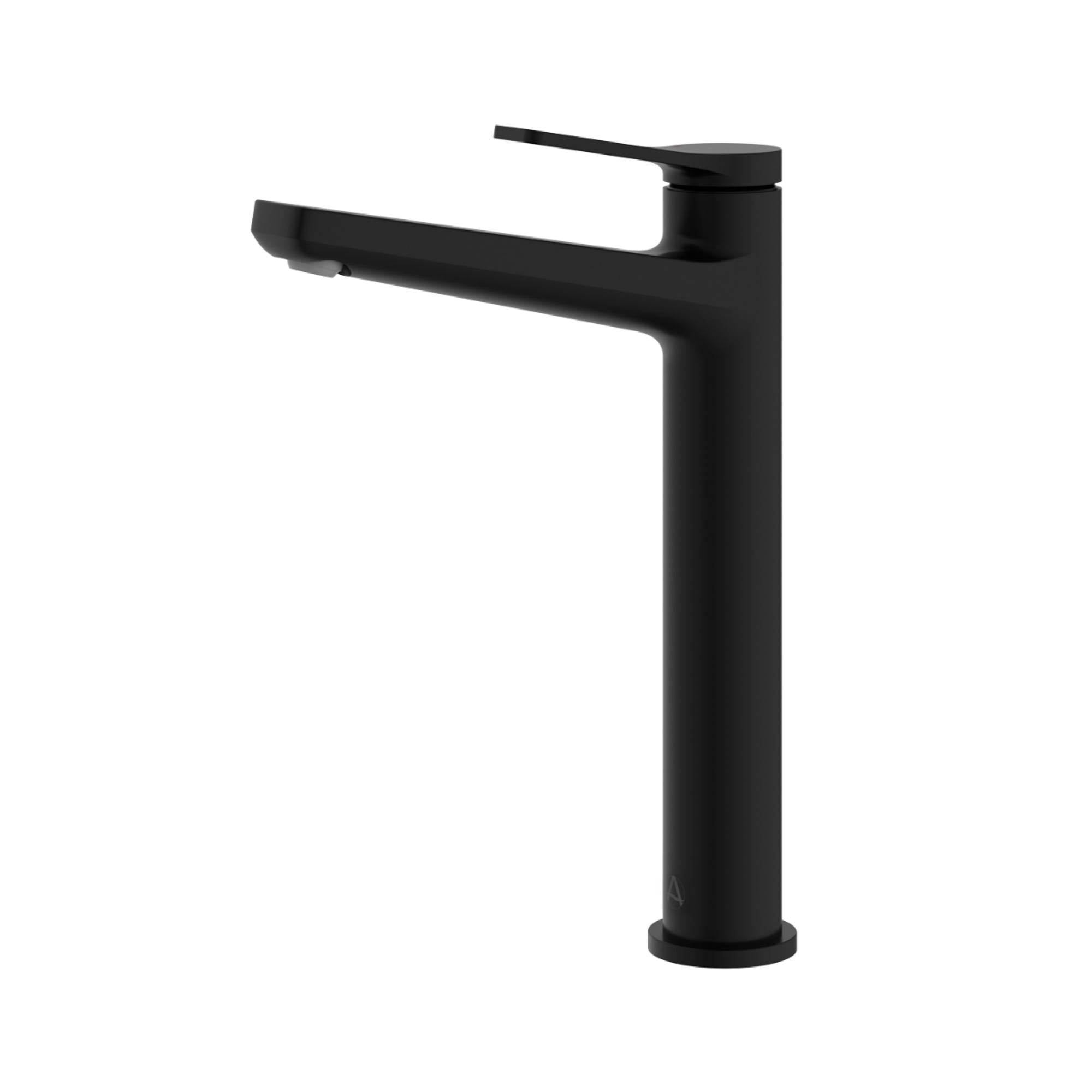Agora Tall Basin Mixer Tap with Click-Clack Waste in matte black colour - Deluxe bathrooms - Ireland