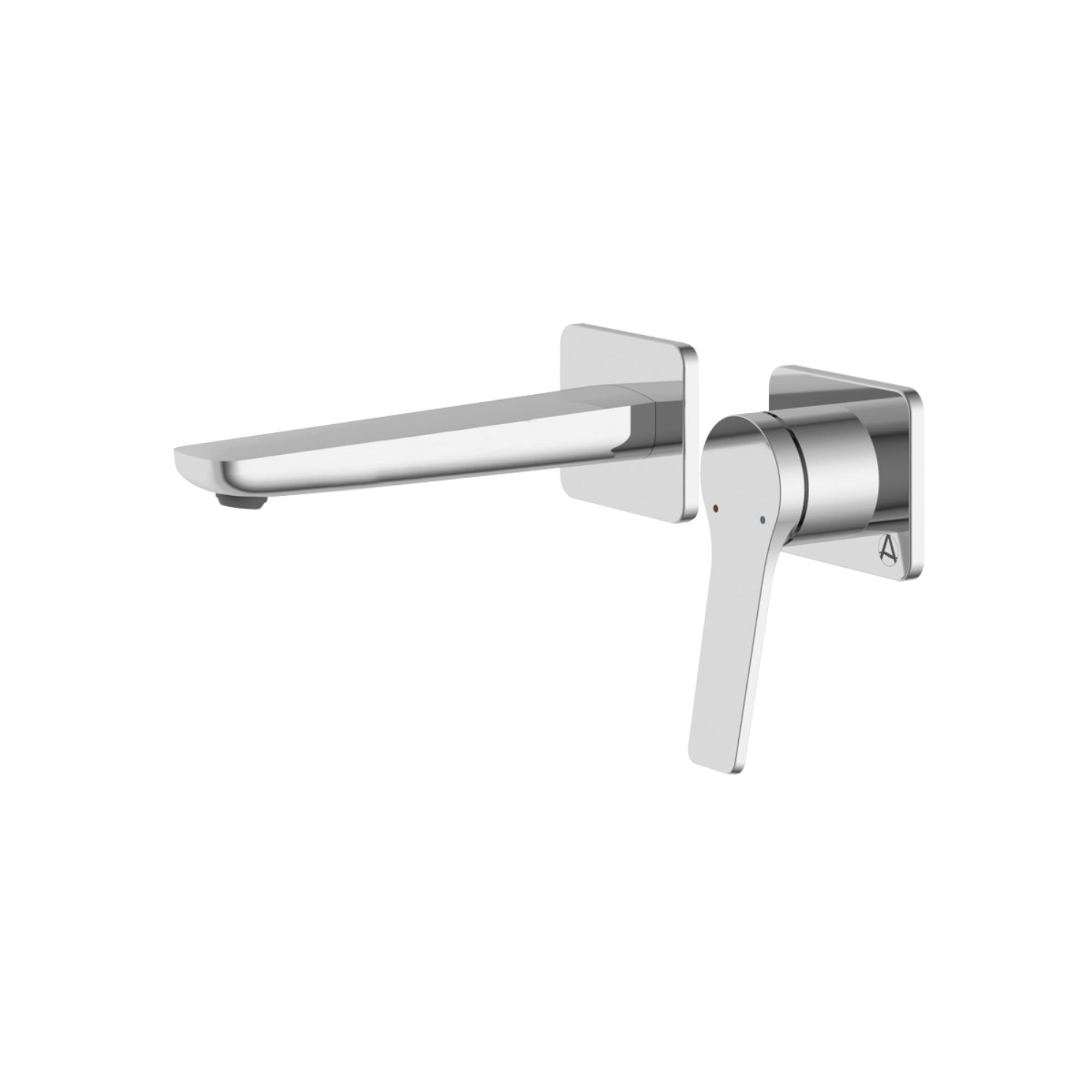 Agora 2 Hole Wall Mounted Basin Mixer Tap with Click-Clack Waste in Chrome - Deluxe Bathrooms, Ireland 