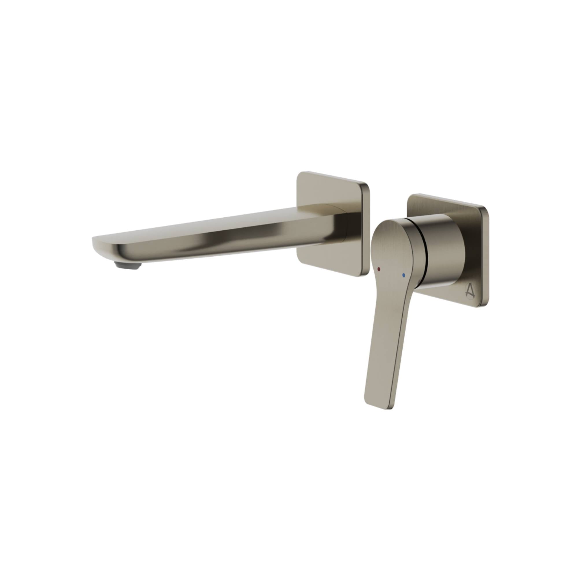 Agora 2 Hole Wall Mounted Basin Mixer Tap with Click-Clack Waste in Gun Metal Grey - Deluxe Bathrooms Ireland