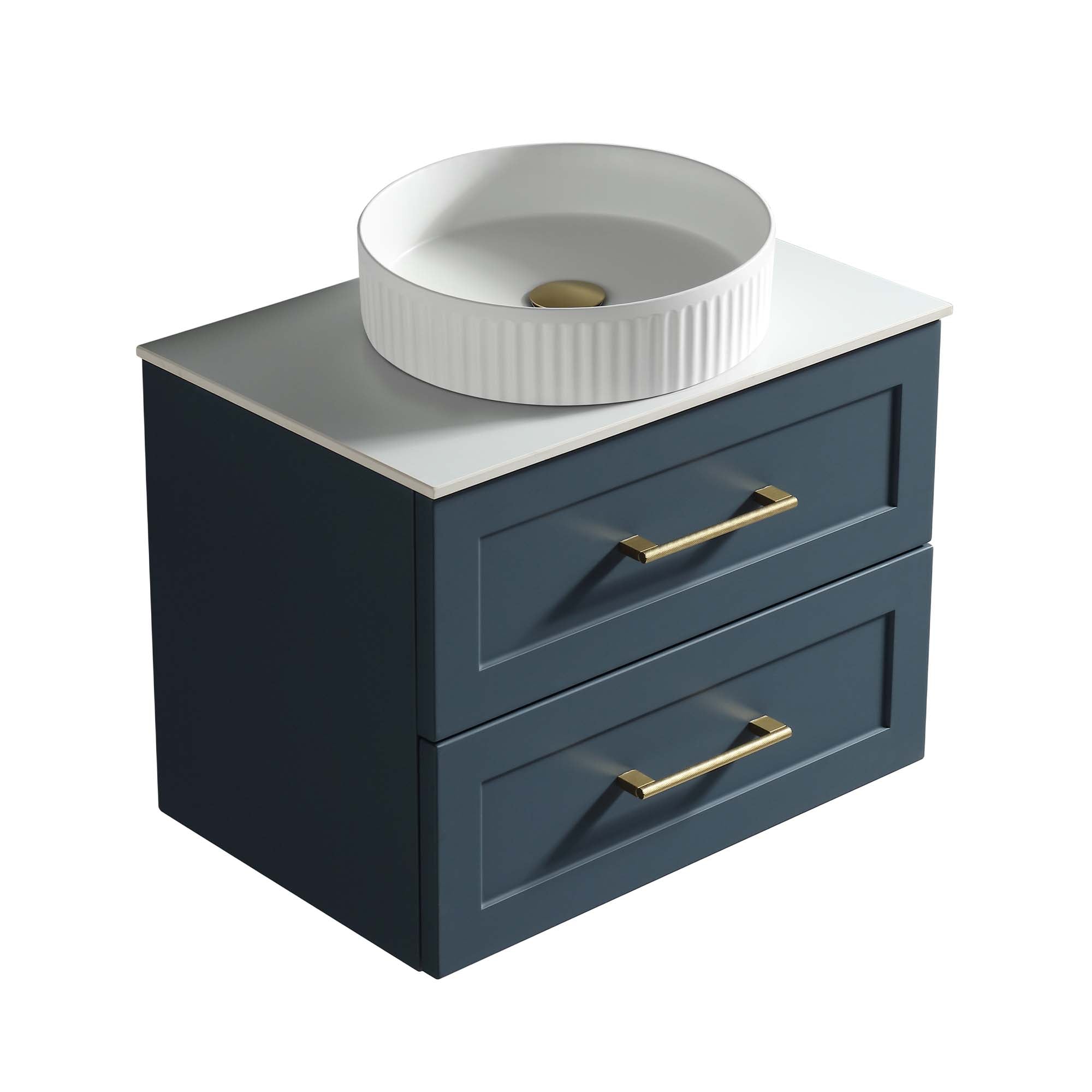 alton 600 wall mounted 2 drawer vanity unit with sintered stone worktop midnight shadow