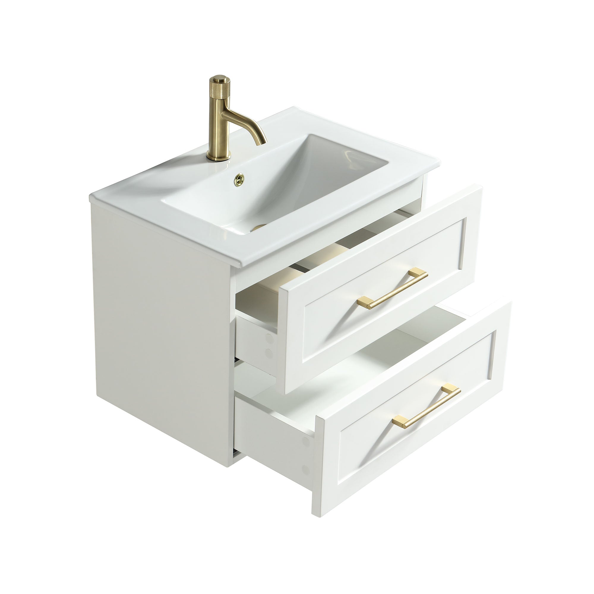 alton 600 wall mounted 2 drawer vanity unit with washbasin silk white