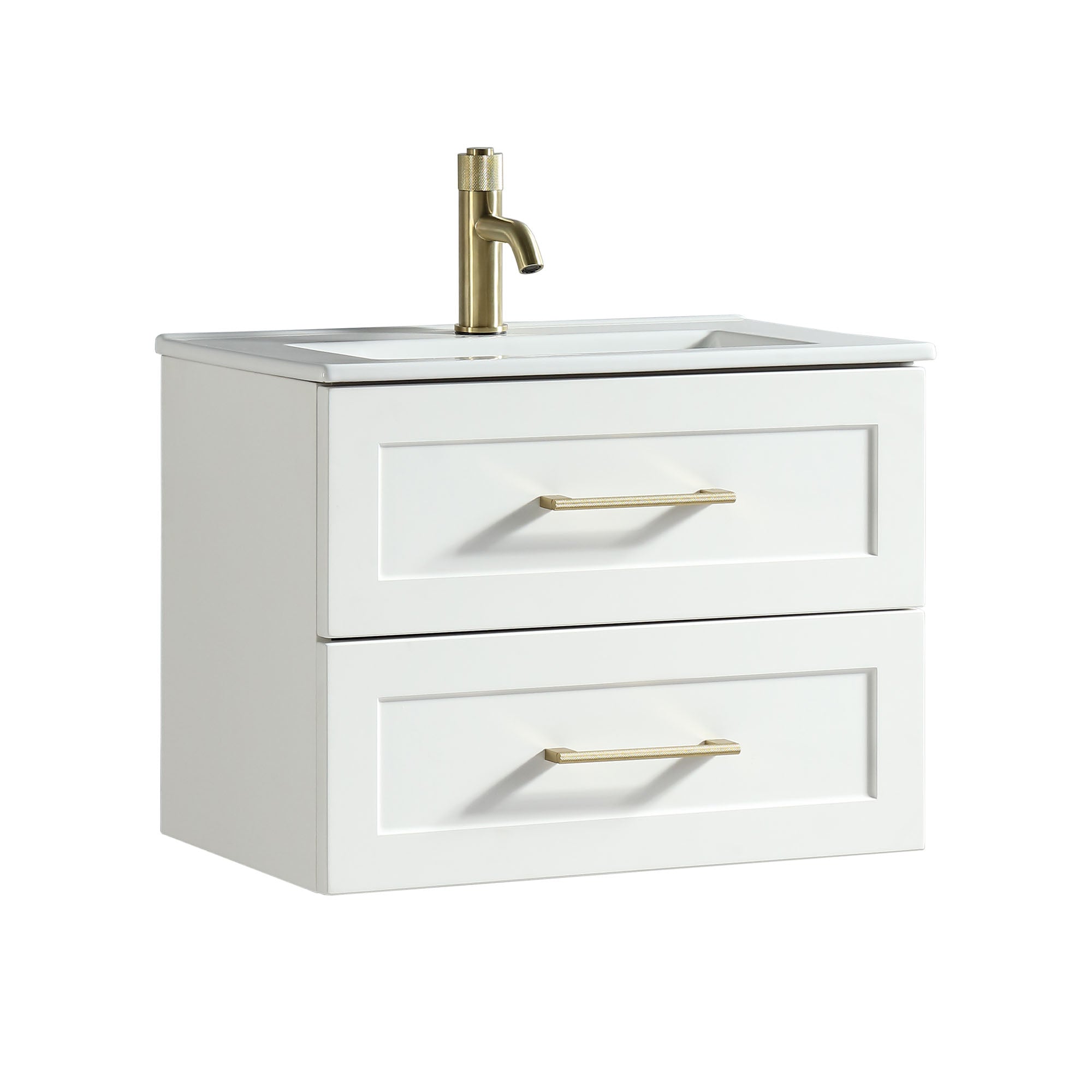 alton 600 wall mounted 2 drawer vanity unit with washbasin silk white