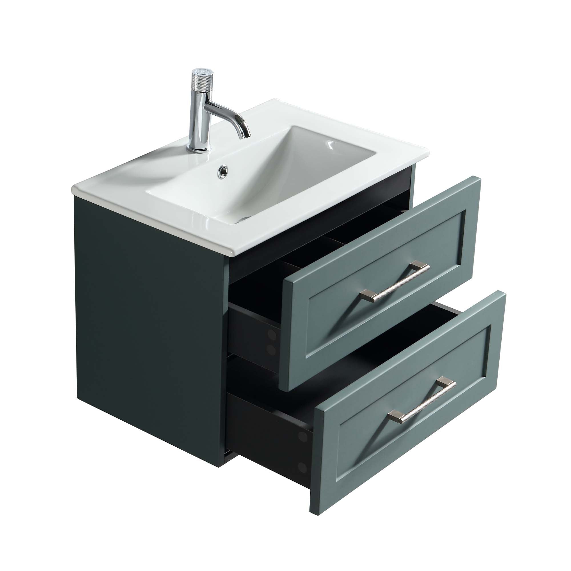 alton 600 wall mounted 2 drawer vanity unit with washbasin smoked sage