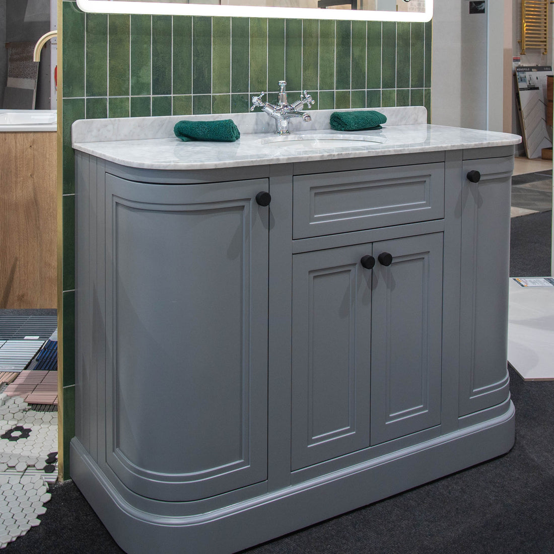 Granlusso™ Hampton 1200 Floorstanding Curved Vanity Unit With Real Mar ...