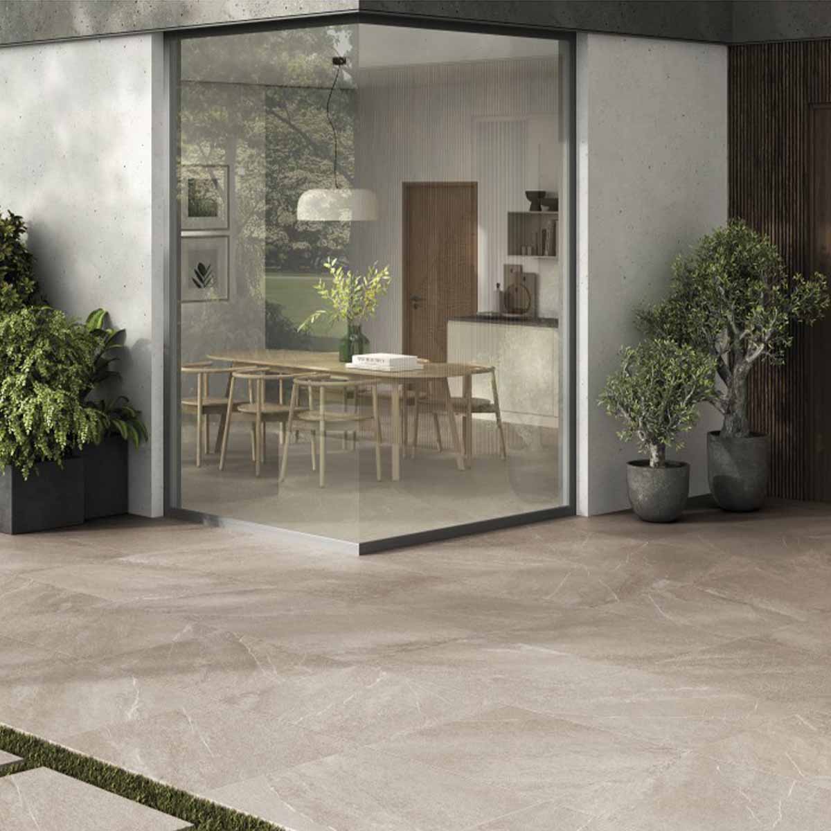 aneto ivory 20mm stone effect outdoor porcelain tile 60x90cm matt