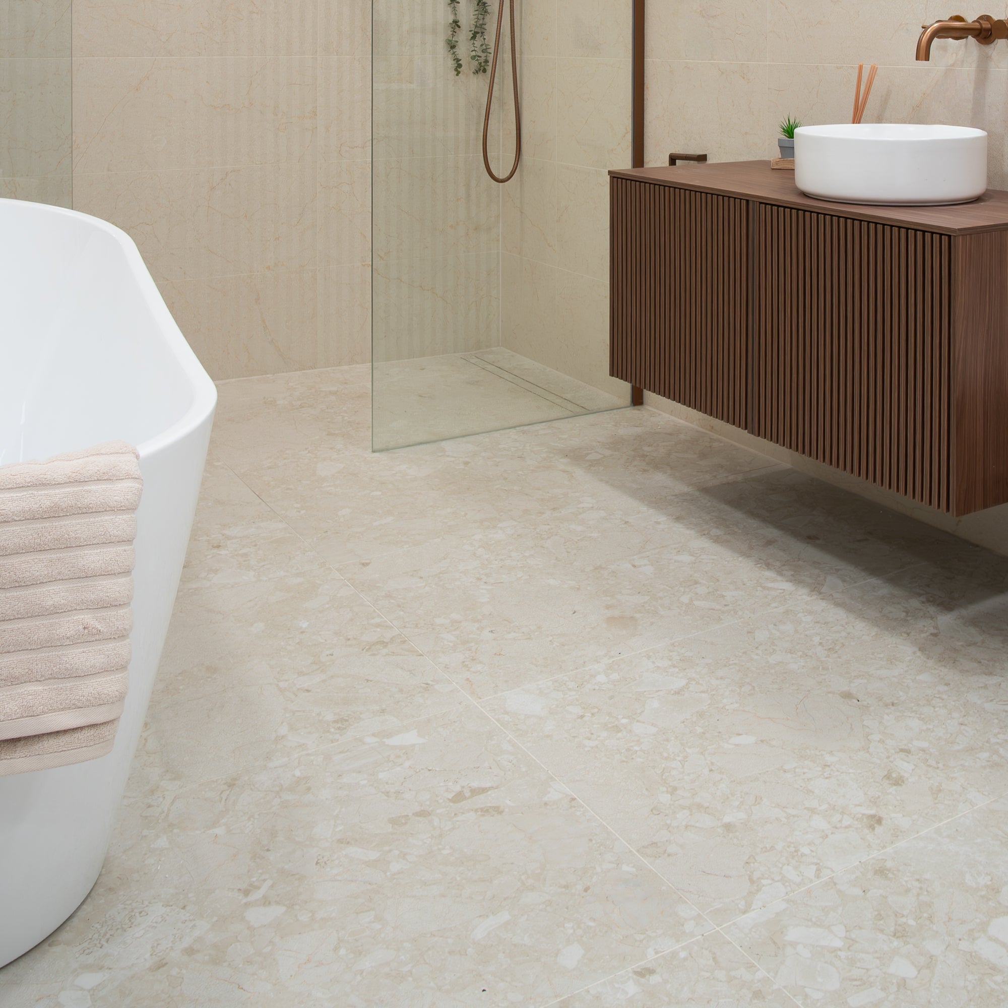 Cream-R Beach Stone Effect Porcelain Tile 60x120cm Matt